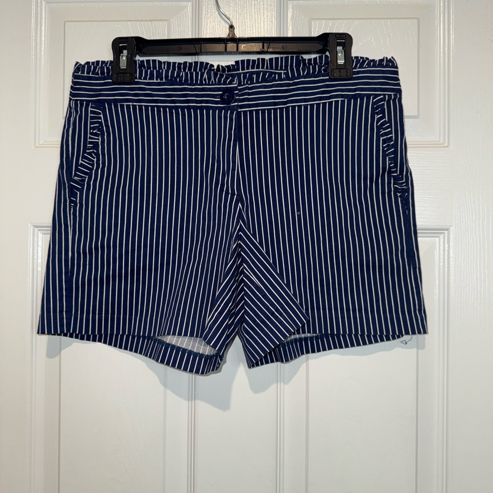 Jade Navy and White Striped Shorts. Size 10